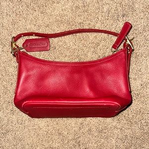 Gorgeous Vintage Coach Red Leather Mini Satchel Hobo Baguette Bag